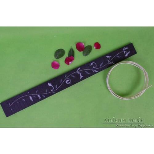 Unfinished electric Guitar Fretboard 24 fret 25.5Inch Vine Inlay Ebony wood