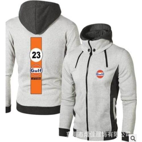 New Long sleeve GuIf Logo Sportswear Harajuku Style Solid Color Male Wild Sweatshirt Zipper Hooded Coat O