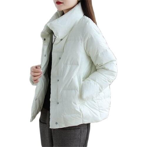 2021 New Style Stand-UP Collar Down Padded Jacket Women Winter Coat Female Outwear Short Overcoat Single-Breasted женская куртка