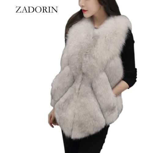 ZADORIN New Arrival Luxury Faux Fox Fur Vest Women Slim Short Faux Fur Coats High Quality Fourrure Warm Winter Coat Women