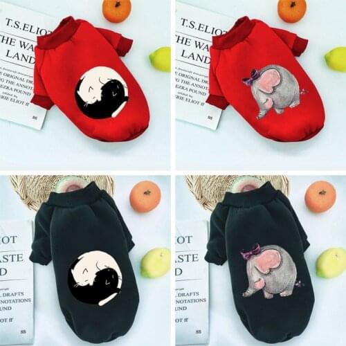 Pet Dog Clothing Autumn And Winter Thick Warm Print Pattern Dog Clothes Cats Cute Sweater Dog Coat Pet Outfit XS-XXL