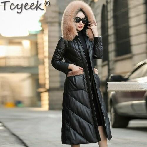 Autumn Winter Coat Women Clothes 2020 Real Genuine Leather Jacket Korean Vintage Fox Fur Collar Sheepskin Down Coat Tops ZT4990