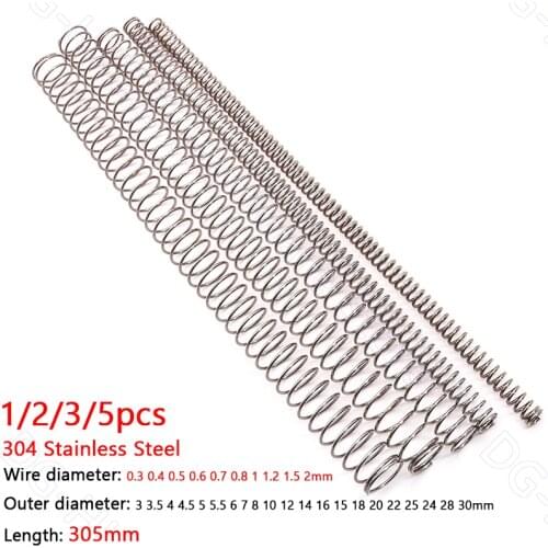 305mm Compression Spring 304 A2 Stainless Steel Pressure Spring Wire Dia 0.3 0.4 0.5 0.6 0.7 0.8 1 1.2 1.5 2 mm OD 3 - 30 mm