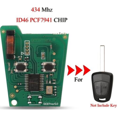 Kutery Remote Smart Car Key Circuit Board For Opel Vauxhall Corsa D 2007-2012 Astra H 2004-2009 2Buttons 434Mhz ID46 PCF7941Chip
