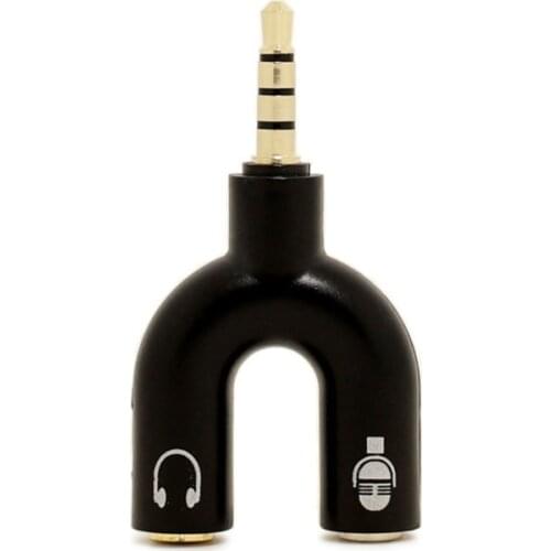 3.5mm U Jack Plug Stereo Headphone Splitter Audio Male To Earphone Headset Microphone Adapter For PC Smartphone Mobile Phone