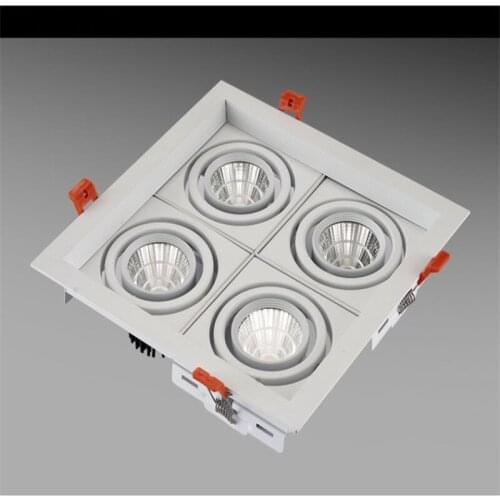Dimmable Super Bright 4 Heads Recessed Square LED Downlights COB 40W 48W 60W LED Spot Lights Decoration Ceiling Lamp AC85-265v