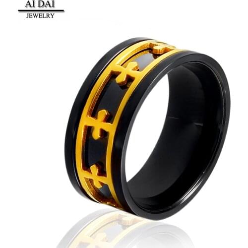 Cold wind personality simple creative hollow cross titanium steel fashion ring men and women trend temperament ring