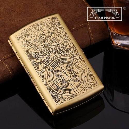 Cigar Storage Container Brass Men Gift Smoking Accessories 12pcs Capacity Cigarette Case Tobacco Holder Pocket Box