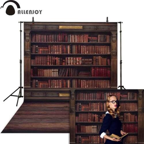 Allenjoy Bookshelf Backdrops Study Library Graduation Season Back to School Wall Decor Photography Background Photo Studio Props
