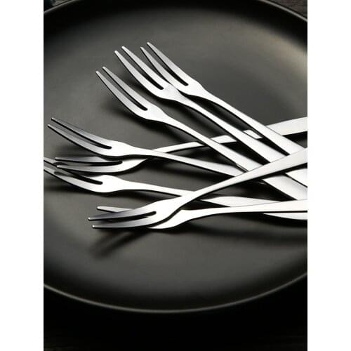 Korean creative stainless steel fruit fork Western tableware small fork Two-toothed fork dessert Fork cake