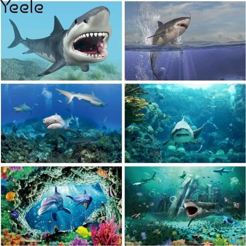 Yeele Photocall Aquarium Decor Backdrop Shark Dolphin Baby Shower Birthday Vinyl Background Photos For Photography Studio Shoots