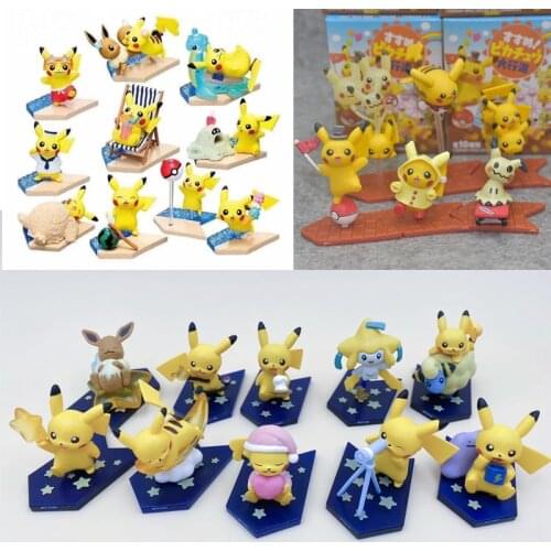 Pokemon Japan Anime PVC Model Toys Figure Q Ver. 10pcs Pikachu Action Figure Collection CHildren Christmas Gifts