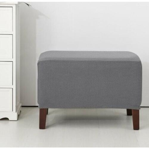 Jacquard Ottoman All-Wrapped Stool Cover Elastic Solid Color Footstool Sofa Slipcover Footrest Chair Furniture Protector Cover