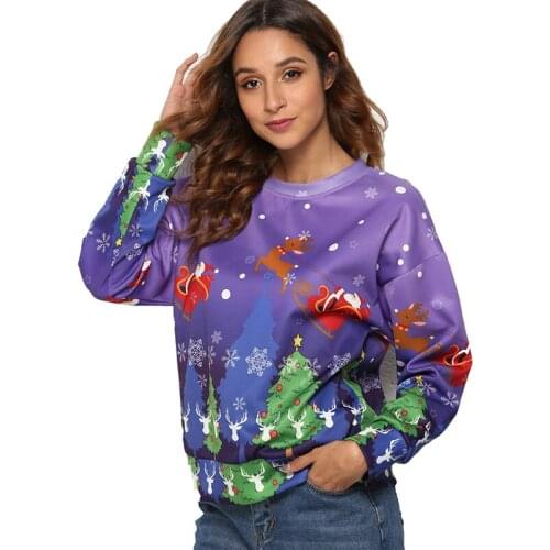 3D Printing Warm Pullover Harajuku Women Sweatshirt Hoodies Fashion Christmas Casual Long Sleeve Red Tops Streetwear