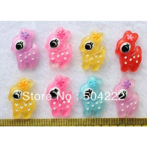 150pcs Resin kawaii chirstmas deer Flatback glitter iridescent Cabochons Cell phone decor, hair accessory supply, embellishment
