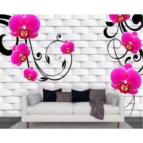 Beibehang wallpaper 3d on the wall Rose vine brick wallpaper 3D mural soft bag background photo wallpaper papier peint mural 3d