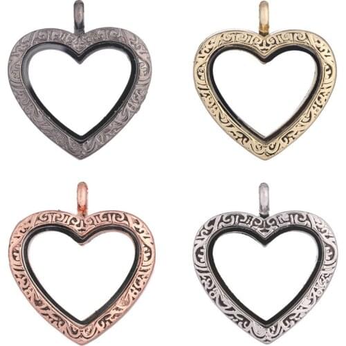 5Pcs/lot L19 Heart Floating Photo Locket Pendant Making Essential Oil Living Women Party Gift Jewelry Supplies
