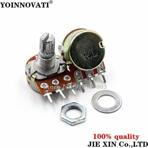 5pcs WH148 B1K B2K B5K B10K B20K B50K B100K B500K 3Pin 15mm Shaft Amplifier Dual Stereo Potentiometer 1K 2K 5K 10K 50K 100K 500K