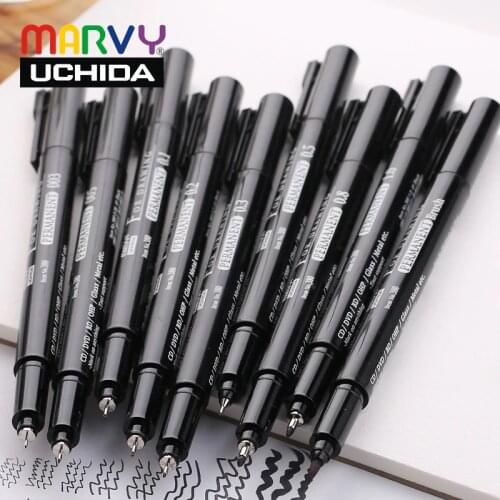 8pcs Marvy micron pigma Brush Sketch Markers technical pen drawing liner set Manga Comic Fineliner Needle Pens Waterproof Marker