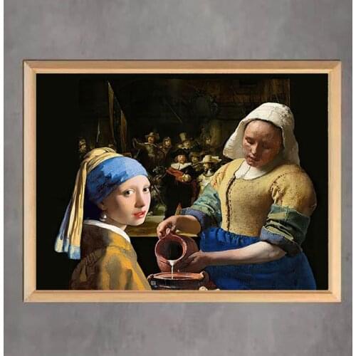 Diamond Painting The Milkmaid Full Square Diamond Embroidery Rhinestones Mosaic Picture Johannes Vermeer Series