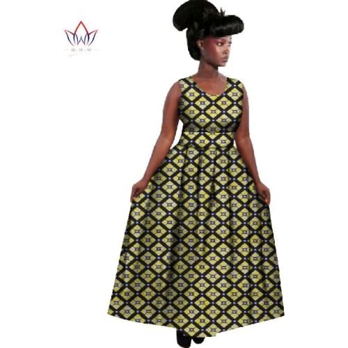 Bintarealwax African Wax Print Dresses Women Bazin Riche Plus SizeTraditional African Clothing Dashiki Sexy Africa Clothes WY249