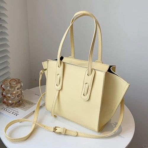 Elegant Female Solid Color Tote Bag 2021 Summer New PU Leather Womens Designer Handbag Luxury Brand Shoulder Messenger Bag