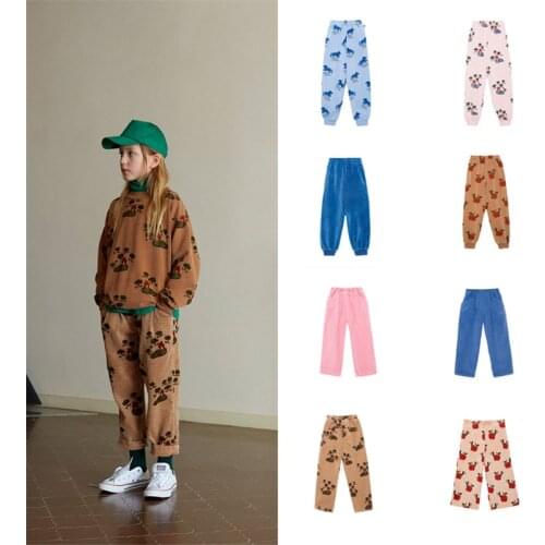 EnkeliBB Kids Winter Fleeced Pants Weekendhouse Children Boy Girl Unisex Sweatpants Cartoon Pattern Brand Bottooms Toddler Warm