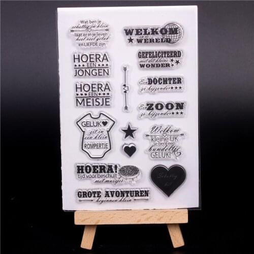 Dutch word Cute Transparent Clear Silicone Stamps for DIY Scrapbooking Card Making diy photo Decorative clothing