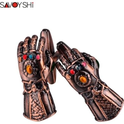 SAVOYSHI Classic High Quality French Shirt Metal Red Copper Colorful Gloves Cufflinks For Mens Groom Wedding Cuff links Gemelos