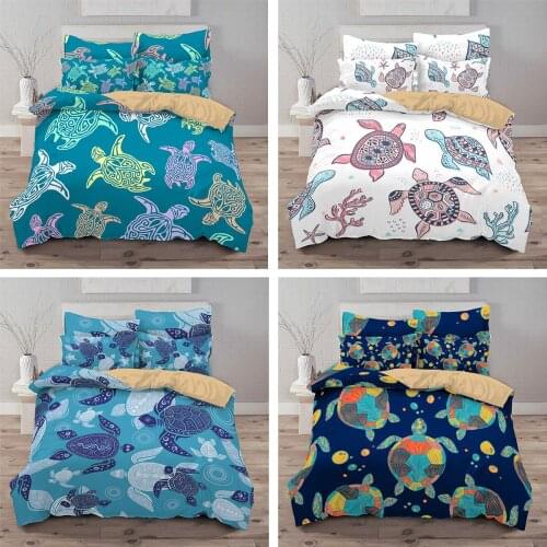 Sea Turtle Bedding Set 2/3Pcs Duvet Cover & Pillowcase(s) 3D Printed Quilt Cover Home Textile Gift