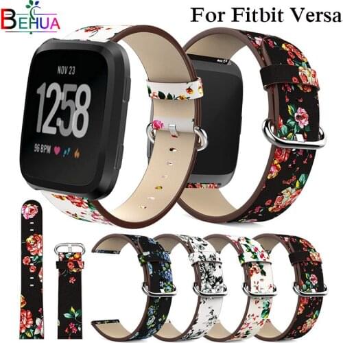 Flower Leather Replacement Wristband for Fitbit Versa Wrist Bands Watch Band Strap Accessories for Fitbit Versa Sport Bands