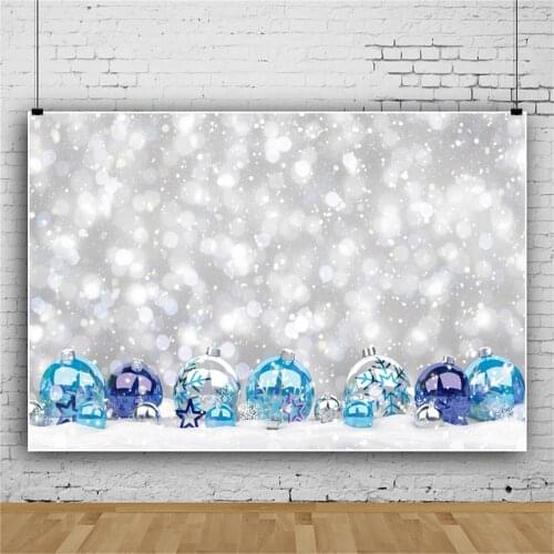 Laeacco Winter Dreamy Snow Shiny Star Polka Dots Ball New Year Party Love Child Newborn Portrait Photo Background Photo Backdrop