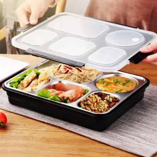 Lunch Bento Box Insulated Stainless Steel Square Food Storage Container Leakproof with Sealed Compartment for Woman Man Work (Bl
