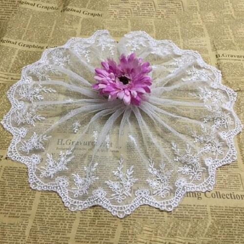 Lace Trim Ribbon Embroidered Flowers Lace Fabric 19cm Wide DIY Craft&Sewing Dress Clothing wedding Accessories white wh