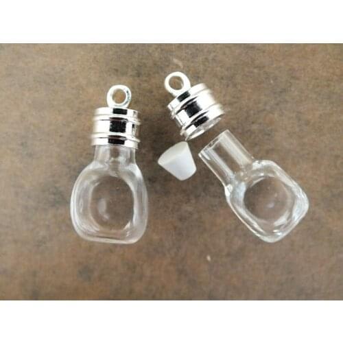 Diy small glass pendant,square glass vial pendant perfume essential oil wishing bottle glass pendant 25x10mm