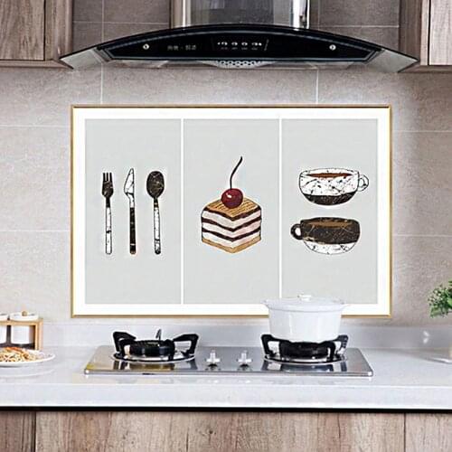 Oil Proof Wall Sticker Wallpaper Kitchen Backsplash Wall Protector Self-Adhesive Stickers Waterproof Oilproof Paper for Cupboard