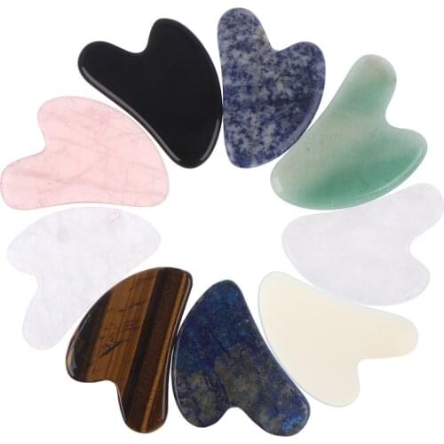 1pc Natural Stone Jade Gouache Massage Scraper Plate Gua Sha Neck Body Spa Massager for Face Lifting Wrinkle Remover Beauty Care