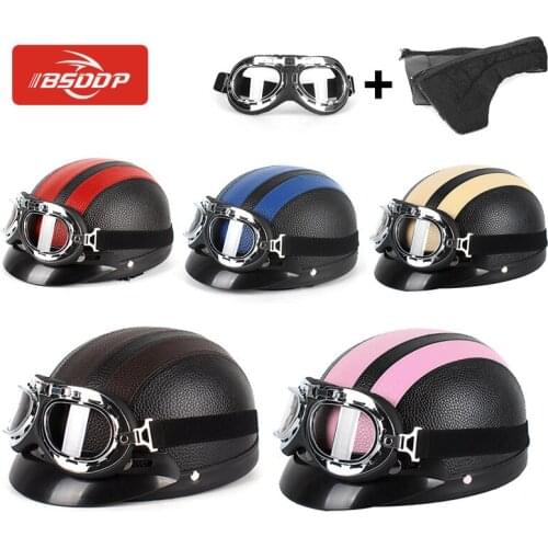 Motorcycle open helmet scooter travel retro helmet+goggles for Z1000 Z900 ZX6R Z800 ZX9R ZX10R ZX14R FZ6 XJ6 MT-07 MT-09 R1