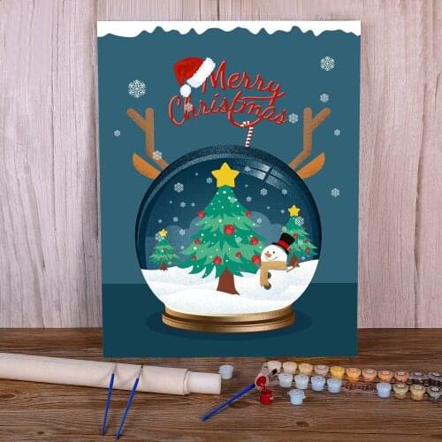 Snow Globe Paint By Numbers Kit Acrylic Paints 50*70 Paiting By Numbers Wall Decoration Adults Handicraft Drawing