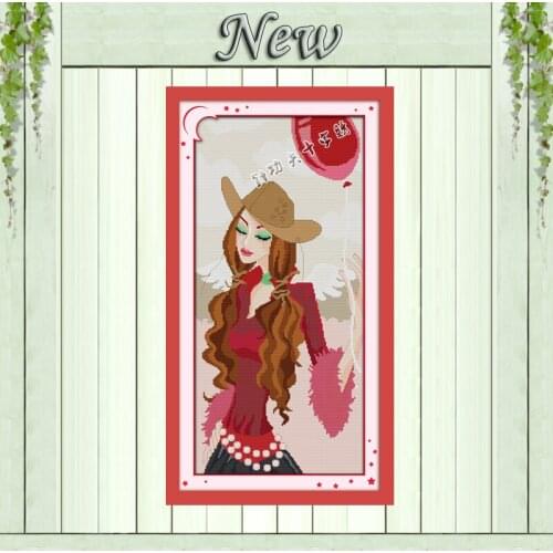 Beauty girl DIY cartoon home decor painting counted printed on canvas DMC 11CT 14CT kits Cross Stitch embroidery needlework Sets