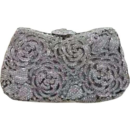 New elegant ladies pattern evening bag wedding party rhinestone handbag ladies crystal clutch