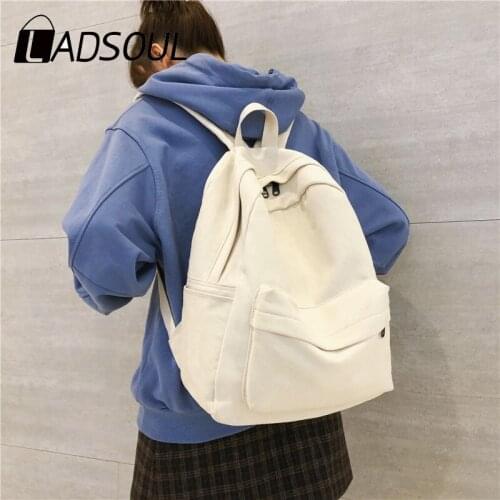 Ladsoul 2021 New Fashion College Black School Bag Student Mochila Female Bookbag Cotton Women Backpack for Teenagers Girl