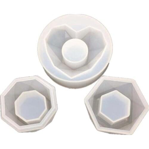 New 3Pcs DIY Box Silicone Resin Candle Molds Kit Mini Round Square Flower Pot Storage Mold