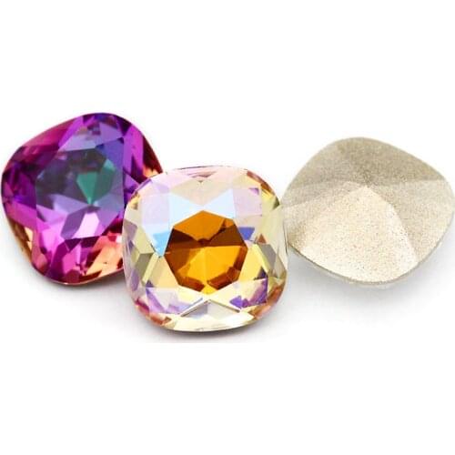 XIAOPU Cushion Loose Rhinestones K9 Glass Multicoloured Shimmer Piontback Strass Crystal Glue on Clothing Jewelry Accessories
