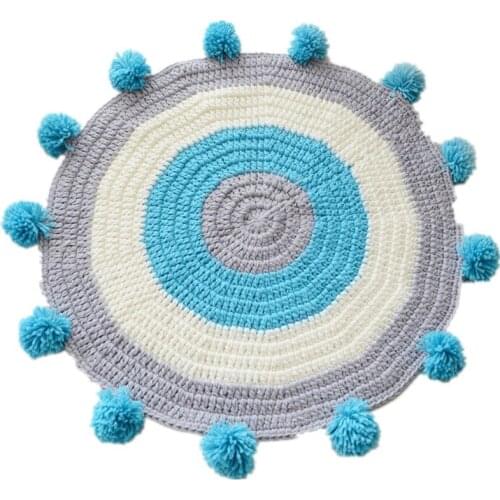 Drop Shipping New Round Carpet Hand Knitted Floor Mats Door Rug 80cm Play Pad For Kids Room Bedroom Home Decorative