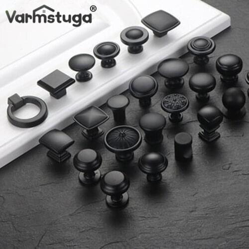 Drawer handle modern minimalist American cabinet door wardrobe door handle European black cabinet round single hole handle