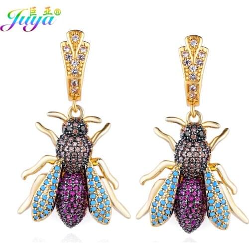 Handmade Dangle Earrings Supplies Colorful Cubic Zirconia Bumblebee Gold Statement Earring For Women Bohemian Party Jewelry Gift