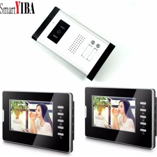 SmartYIBA 7" Wired Video Security Door Phone Sets Visiophone Filaire Video Deurbel Intercom Door System For 2 Units Apartment