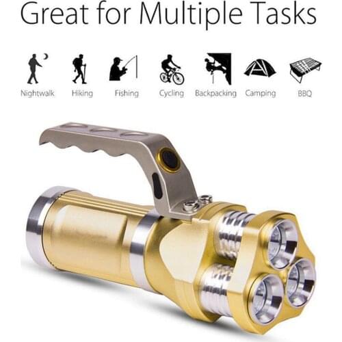 Outdoor Portable Mini LED White Light Searchlight Three-Head Source Flashlight USB Rechargeable 30W Camping Tent Super Bright 53