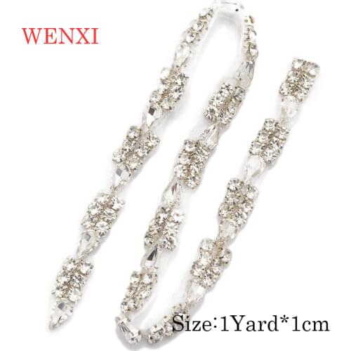 WENXI 10YARD Bridal Gown Sparkle Crystal Rhinestone Applique Accessorie Trims For Wedding Dress Belt Delicacy Bridal sash WX904A